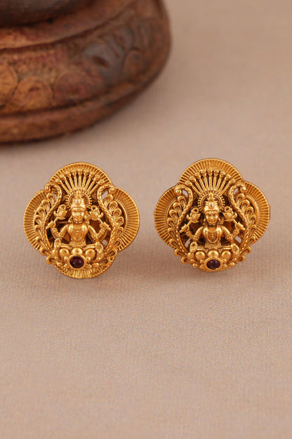 Antique Maa Lakshmi Carved Pendant Necklace Set 