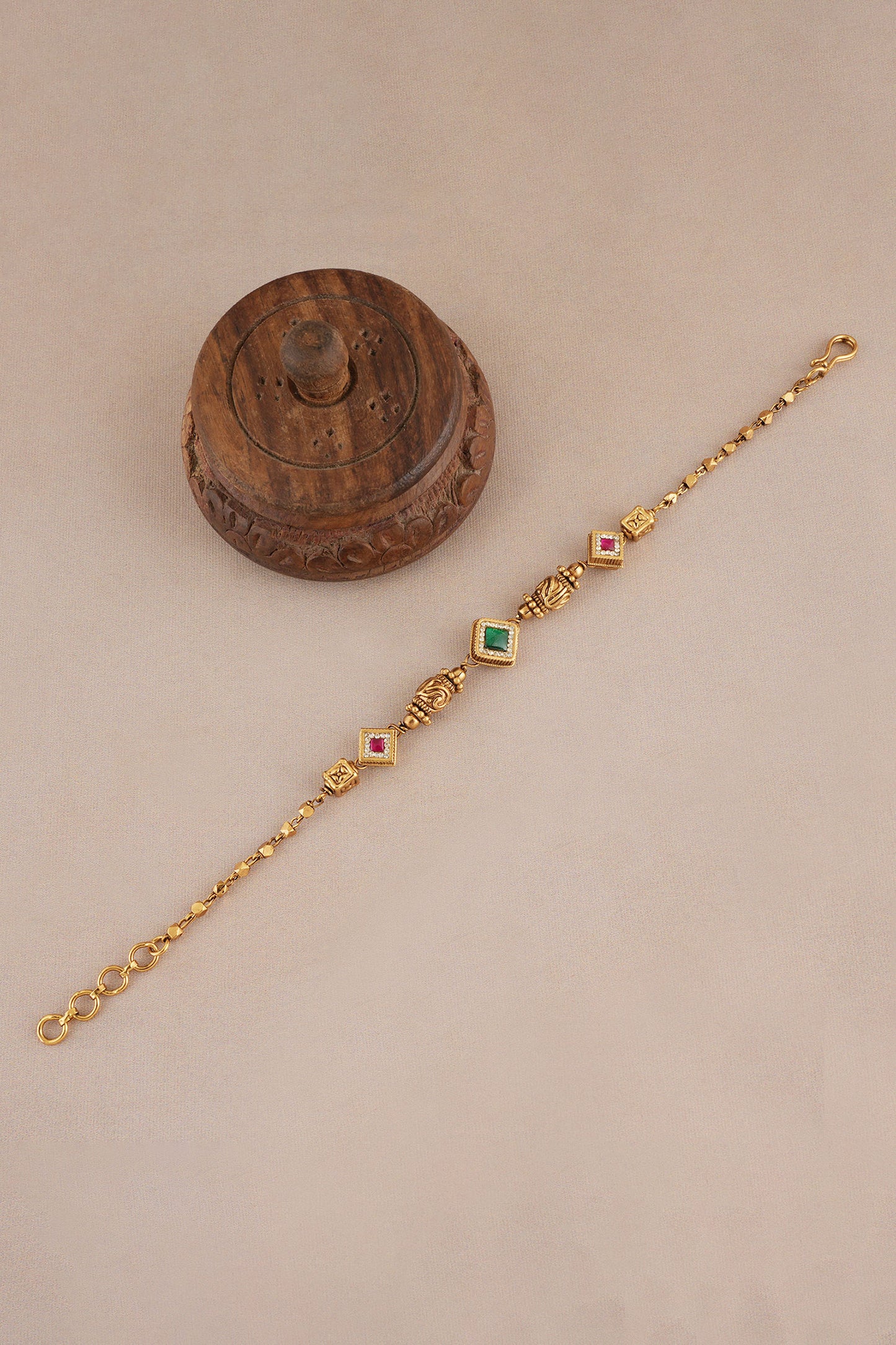 Stone Embellished Caved Bracelet 