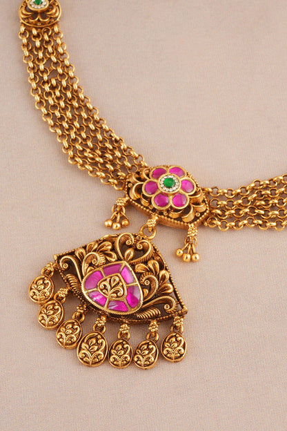 Stone Embellished Pendant Choker Set 