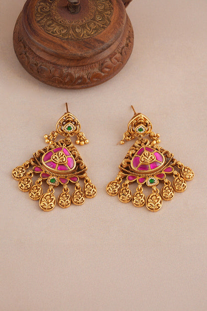 Stone Embellished Pendant Choker Set 