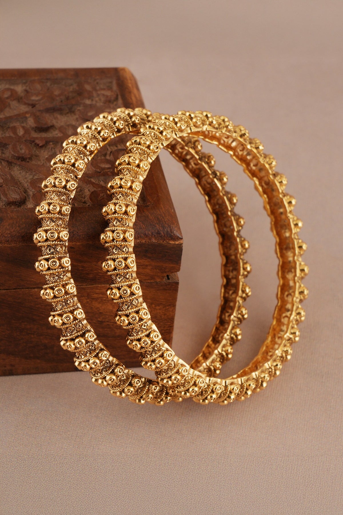Antique Intricate Carved Pair of Bangles 