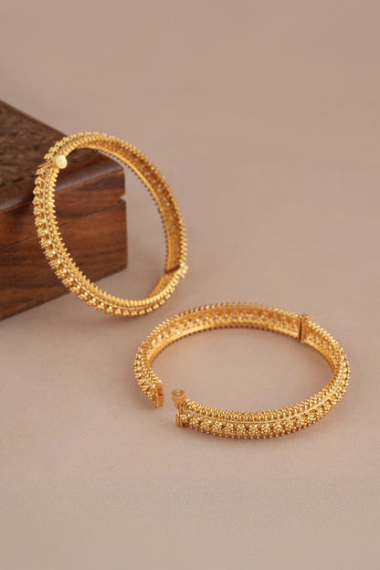 Antique Floral Carved Pair of Bangles 