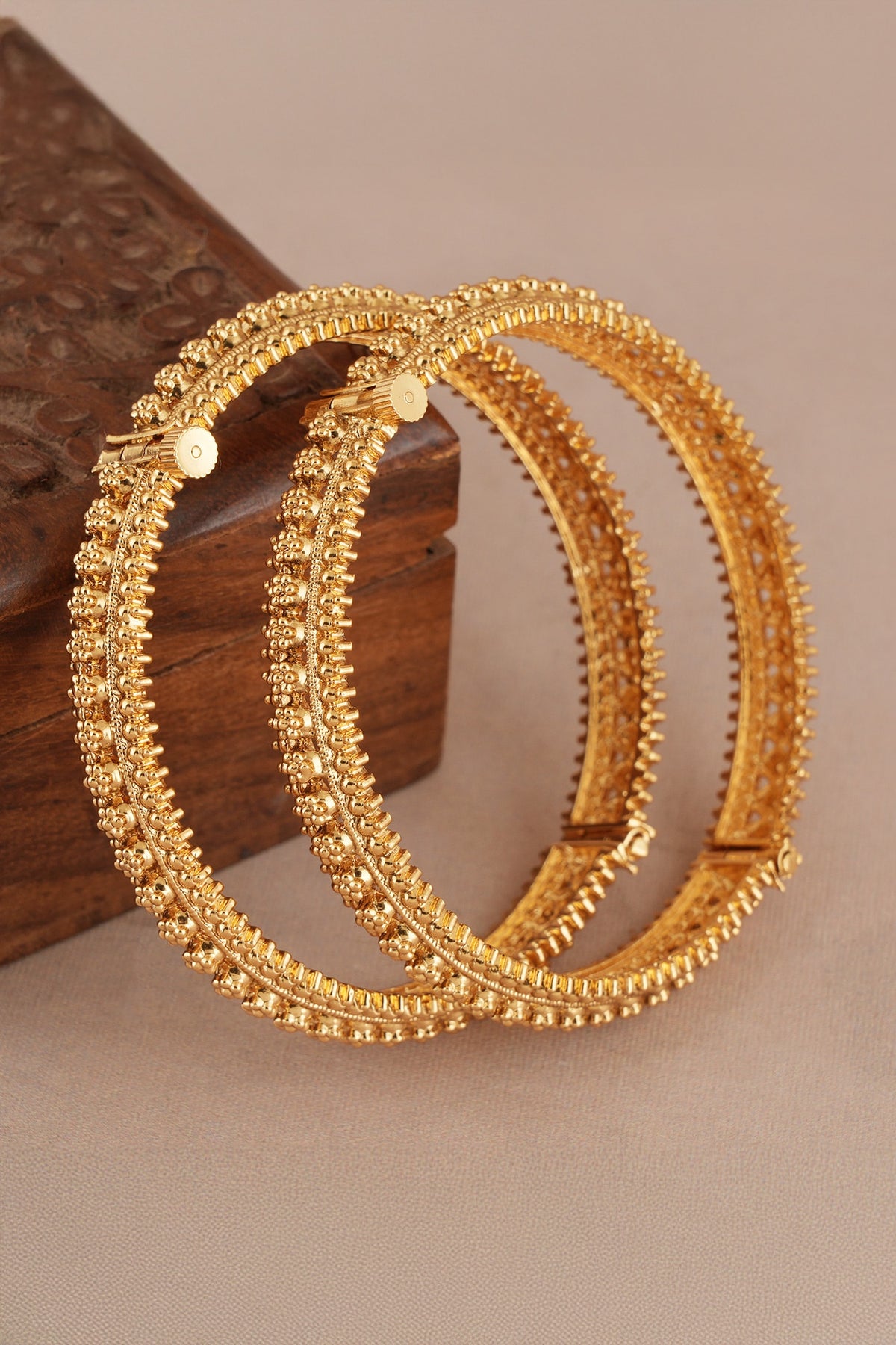 Antique Floral Carved Pair of Bangles 