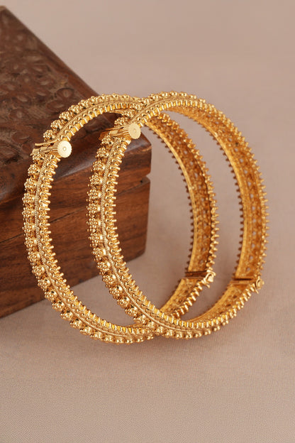Antique Floral Carved Pair of Bangles 