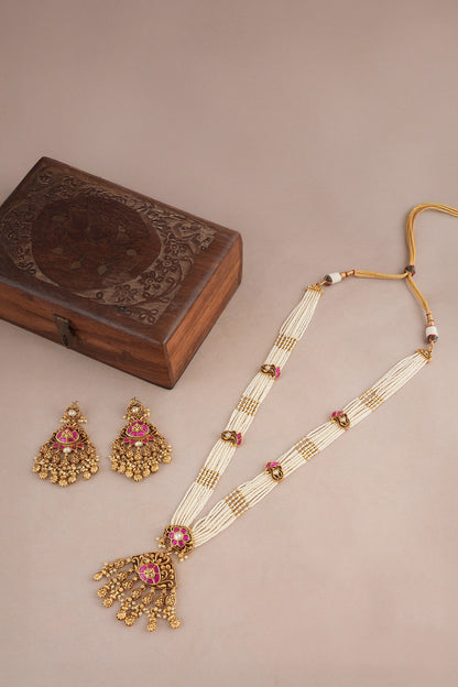 Antique Rajwadi Pearl Necklace Set 
