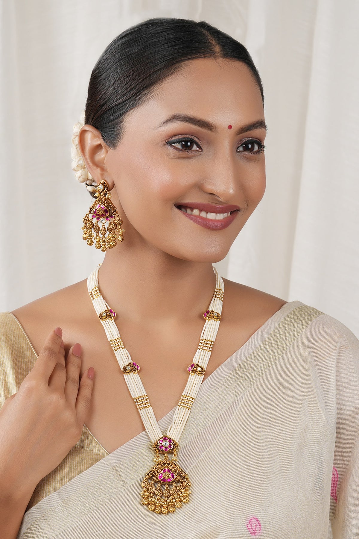 Antique Rajwadi Pearl Necklace Set 