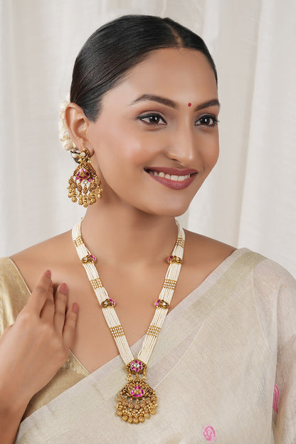 Antique Rajwadi Pearl Necklace Set 