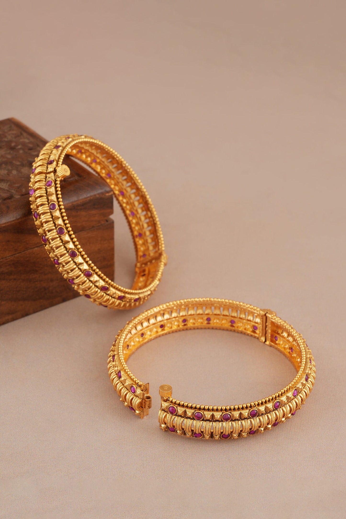 Antique Ruby Studded Pair of Bangles 