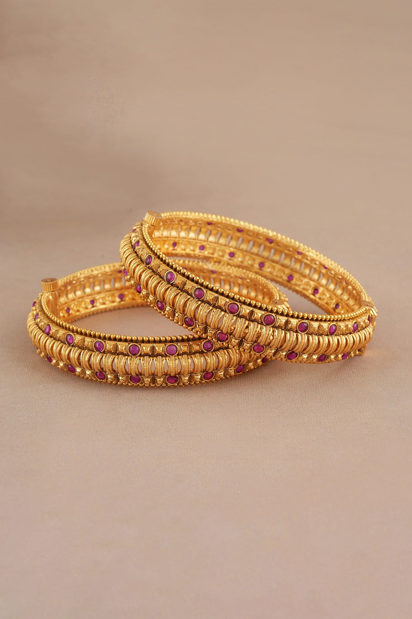 Antique Ruby Studded Pair of Bangles 