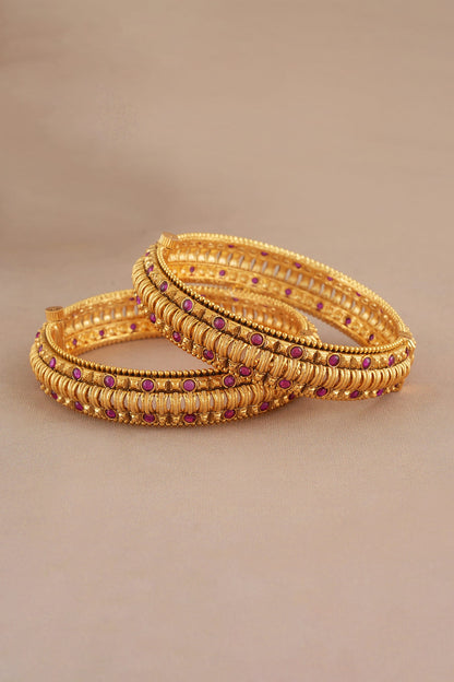 Antique Ruby Studded Pair of Bangles 