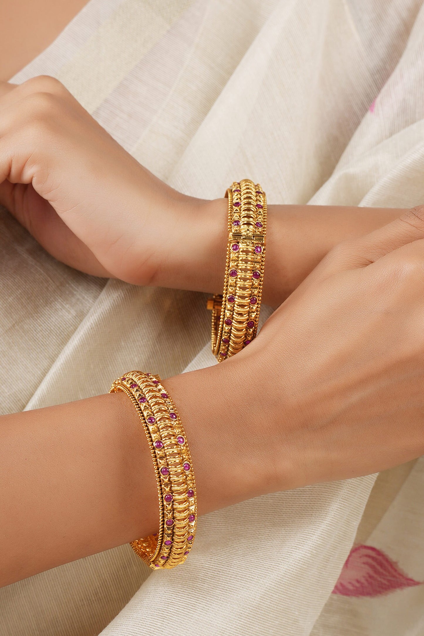 Antique Ruby Studded Pair of Bangles 