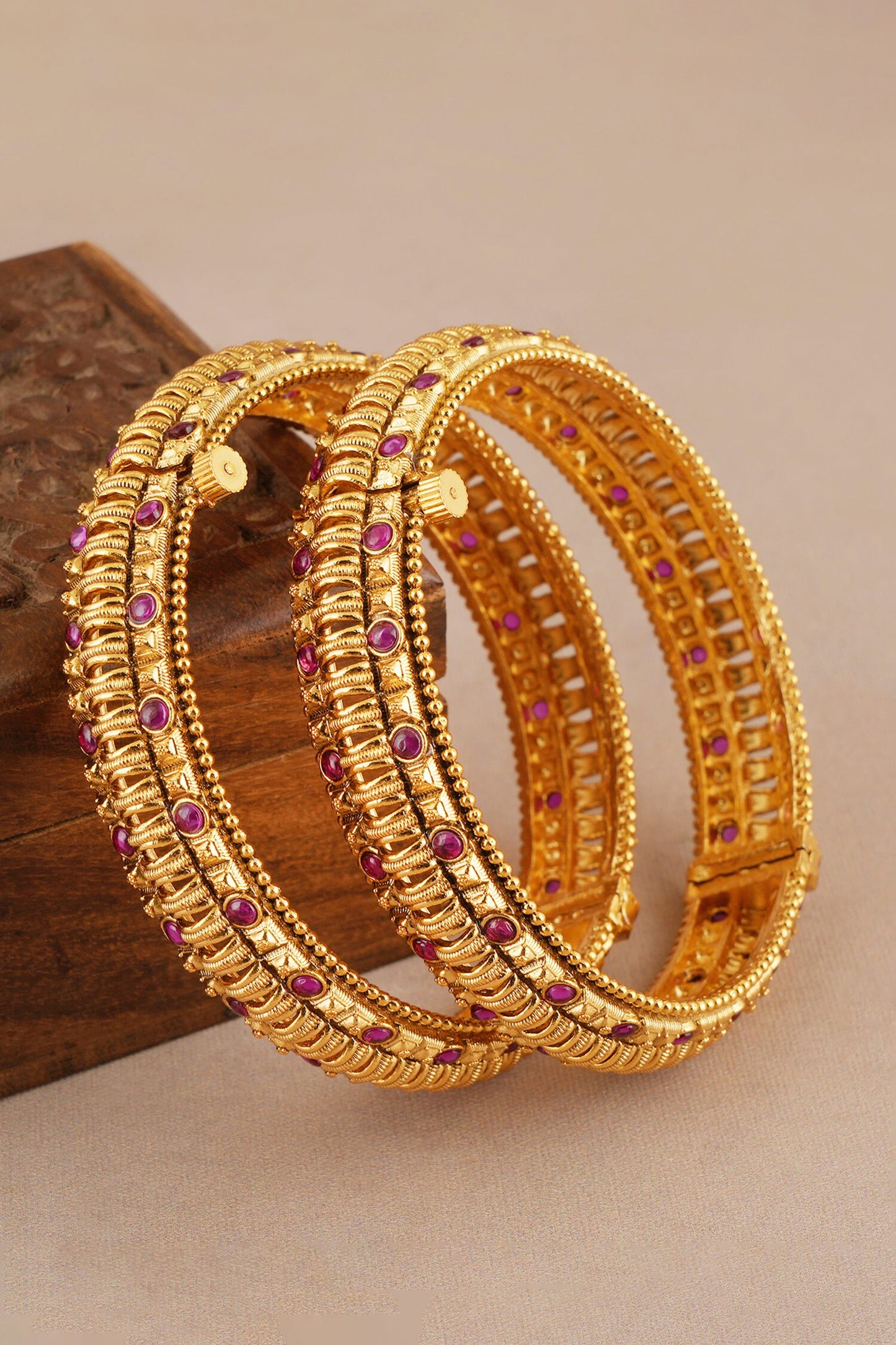 Antique Ruby Studded Pair of Bangles 