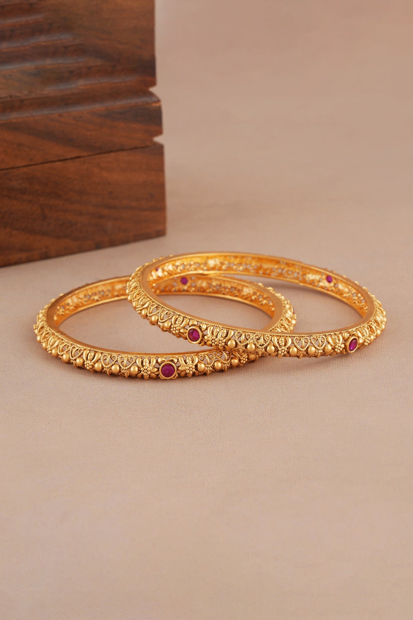Antique Ruby Studded Pair of Bangles 