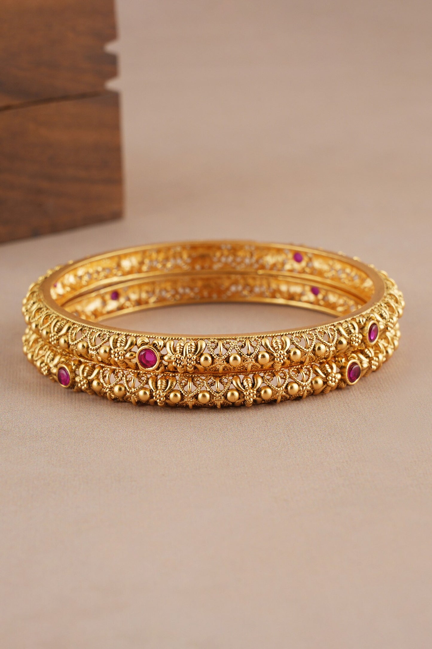 Antique Ruby Studded Pair of Bangles 