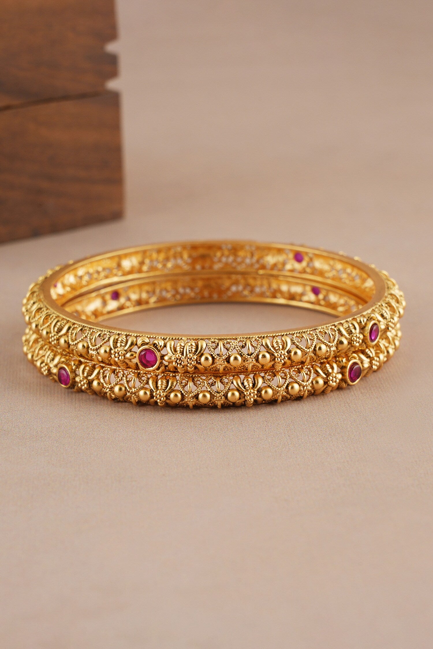 Antique Ruby Studded Pair of Bangles 