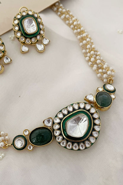 Pearl Embellished & Enamel Necklace Set 