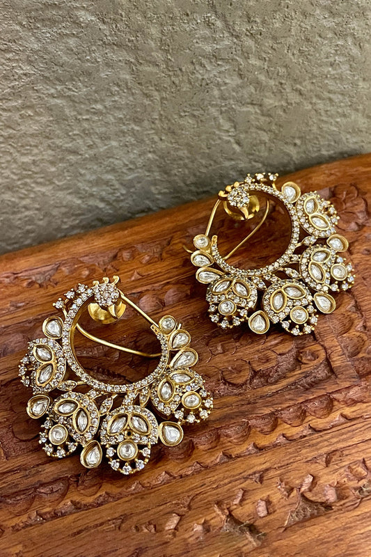Polki Embellished Hoop Earrings 