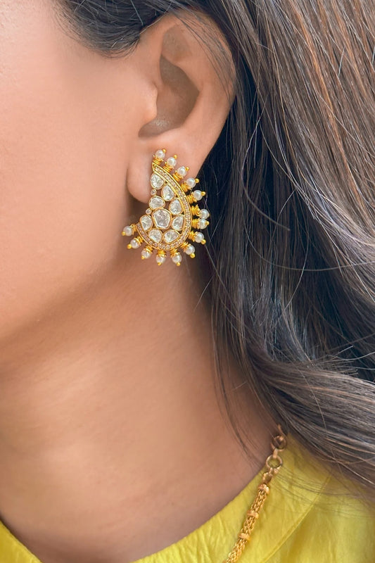 Polki Pearl Embellished Earrings 