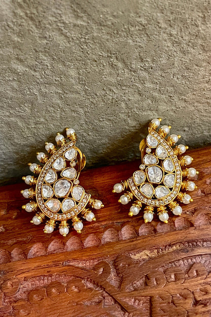 Polki Pearl Embellished Earrings 