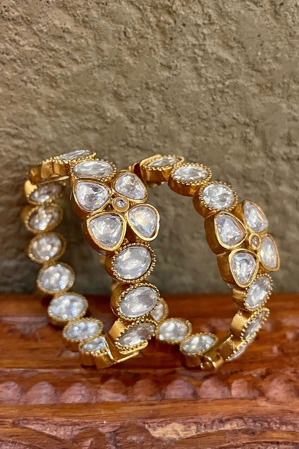 Polki Embellished Hoop Earrings 