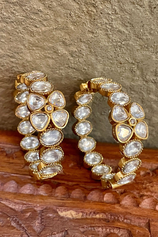 Polki Embellished Hoop Earrings 