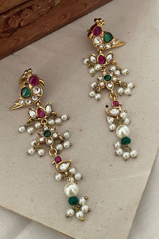 Bird Motif Dangler Earrings 