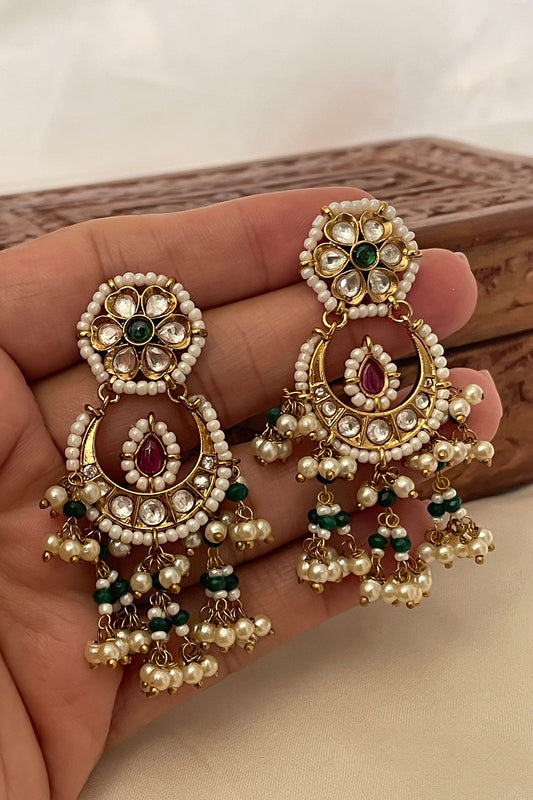 Polki Embellished Chandbali Earrings 