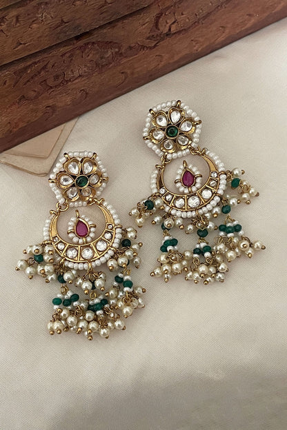 Polki Embellished Chandbali Earrings 