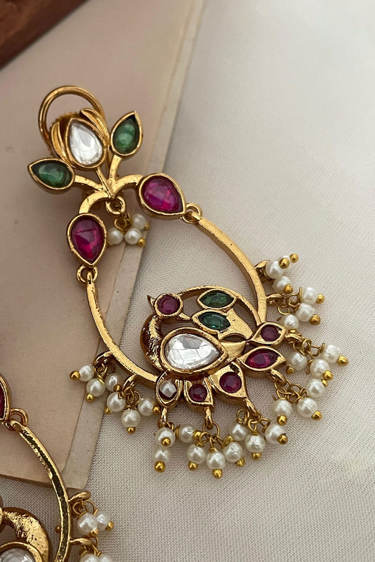 Bird Motif Embellished Dangler Earrings 