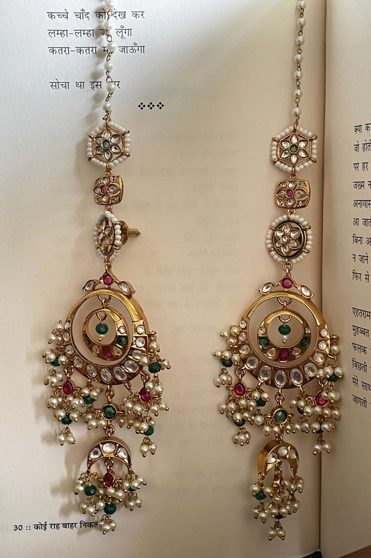 Polki Embellished Chandbali Earrings 