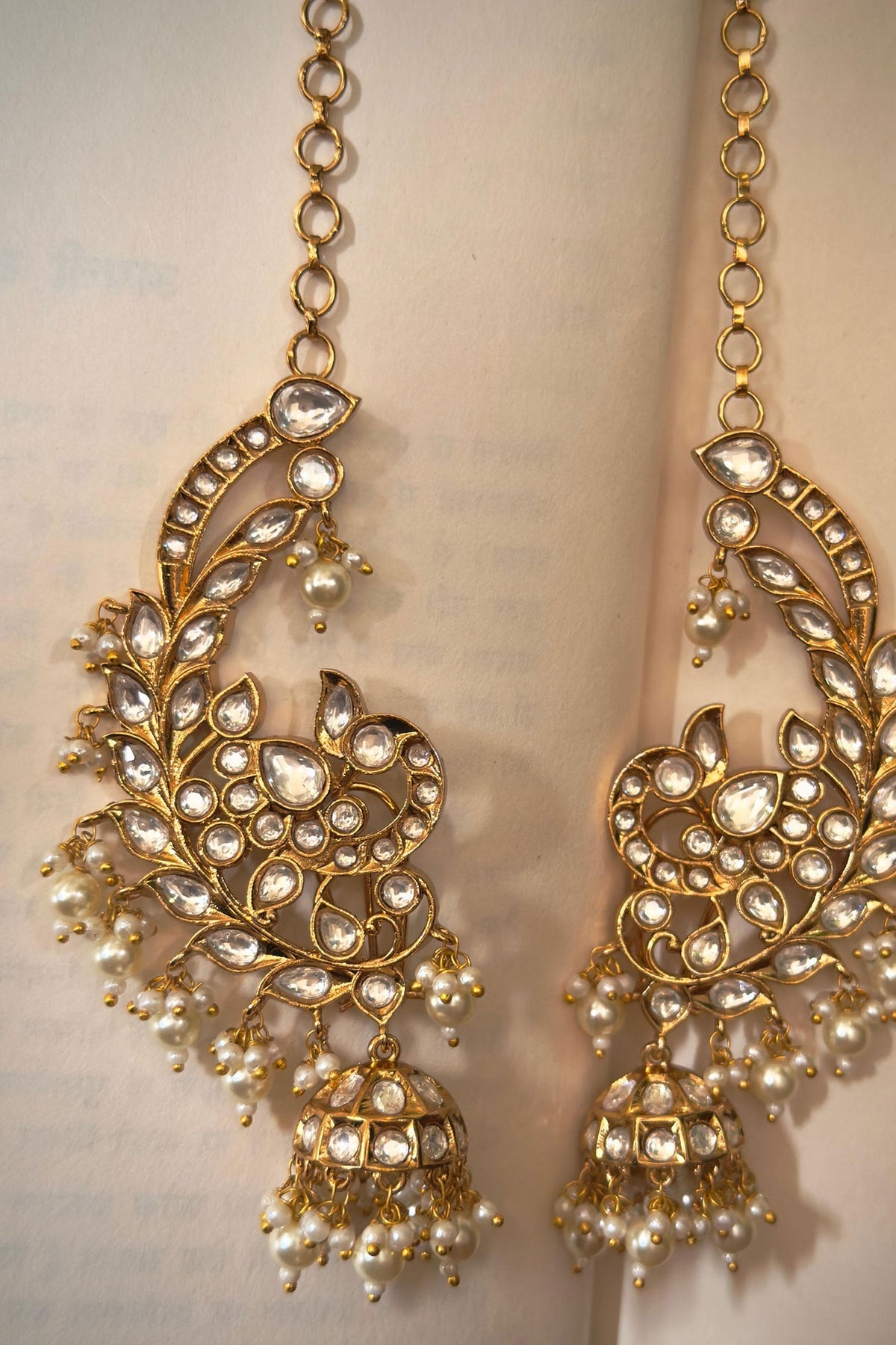 Polki Peacock Motif Ear Cuffs 