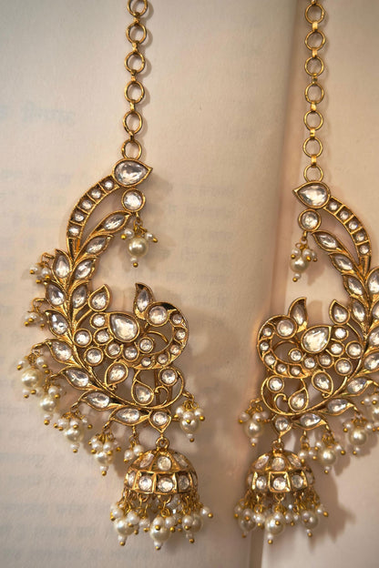 Polki Peacock Motif Ear Cuffs 