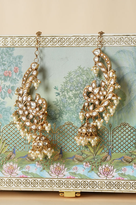 Polki Peacock Motif Ear Cuffs 