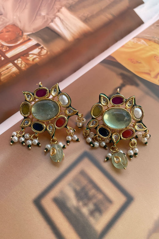 Navratna Embellished Stud Earrings 