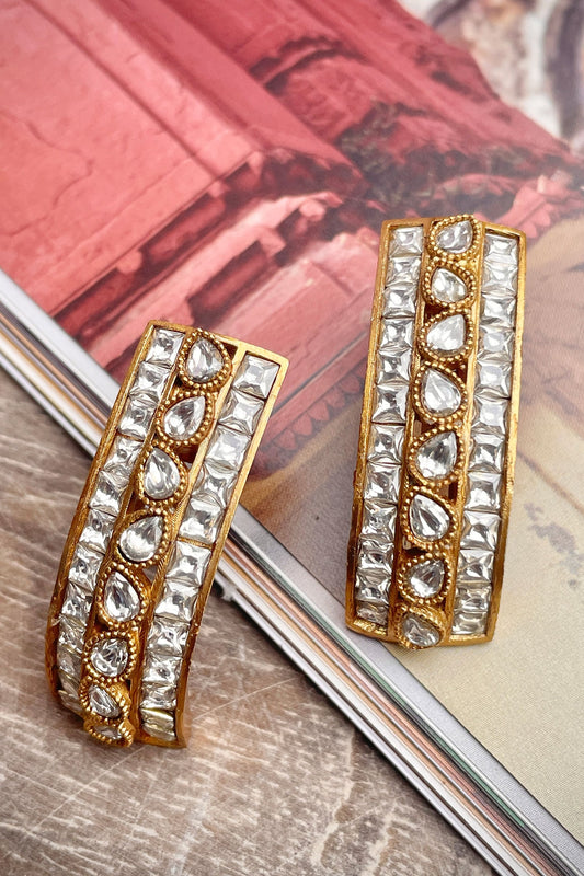 Polki Studded Semi Hoops 