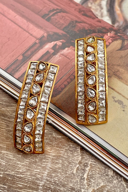Polki Studded Semi Hoops 
