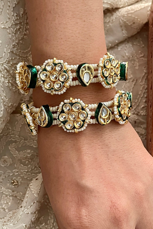 Kundan & Pearl Embellished Pair of Bangles 