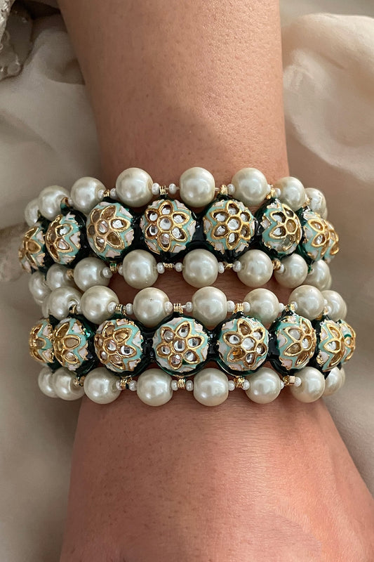 Pearl Embellished Pair of Bangles 