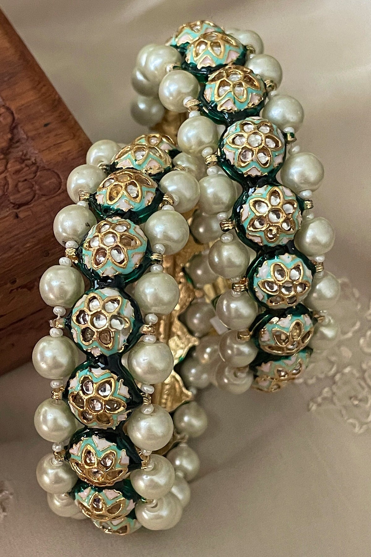 Pearl Embellished Pair of Bangles 