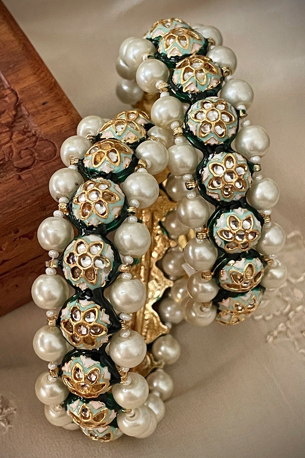 Pearl Embellished Pair of Bangles 