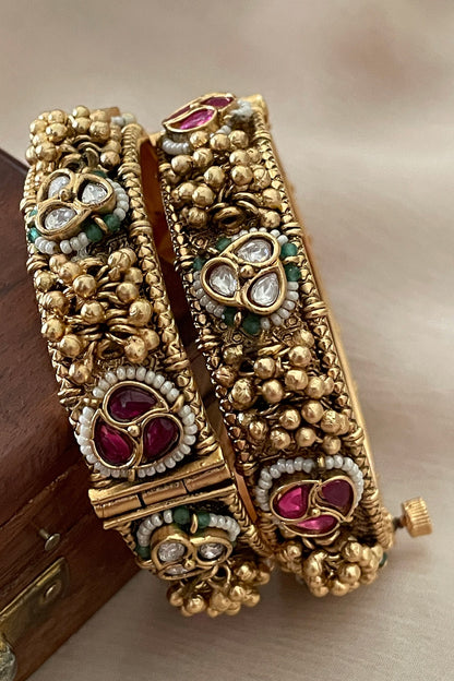 Ghunghroo Embellished Pair of Temple Bangles 