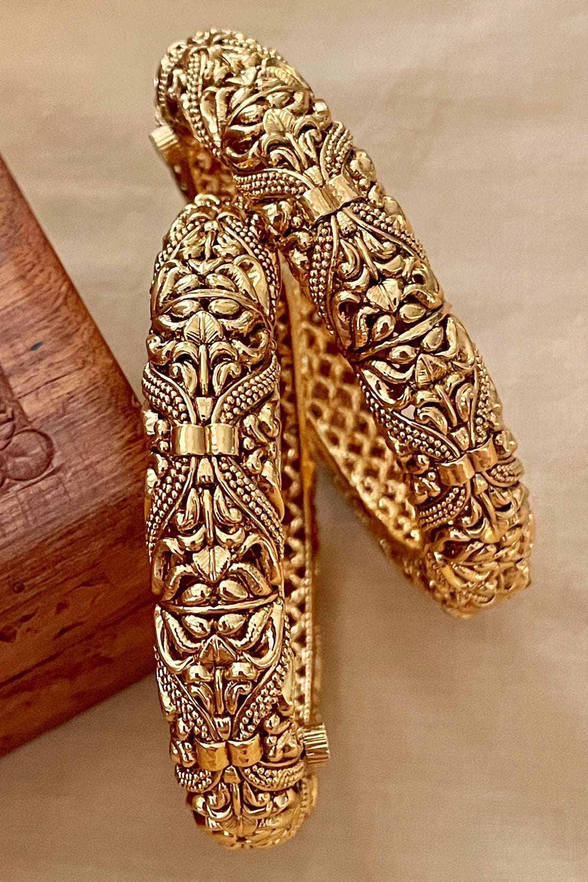 Carved Temple Bangles - Set of 2 