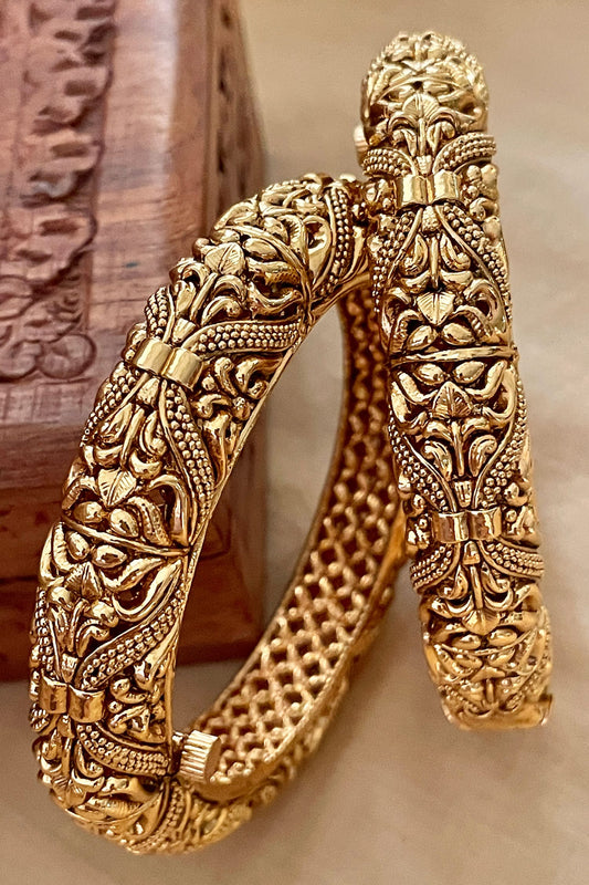 Carved Temple Bangles - Set of 2 