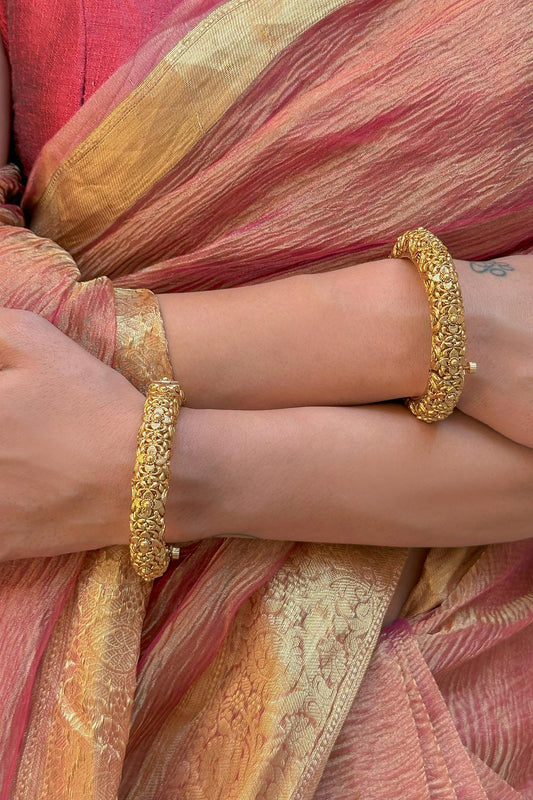 Carved Temple Bangles - Set of 2 