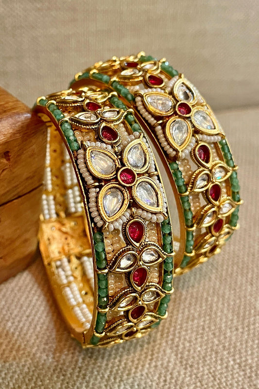 Multi Stone Embellished Pair of Bangles 
