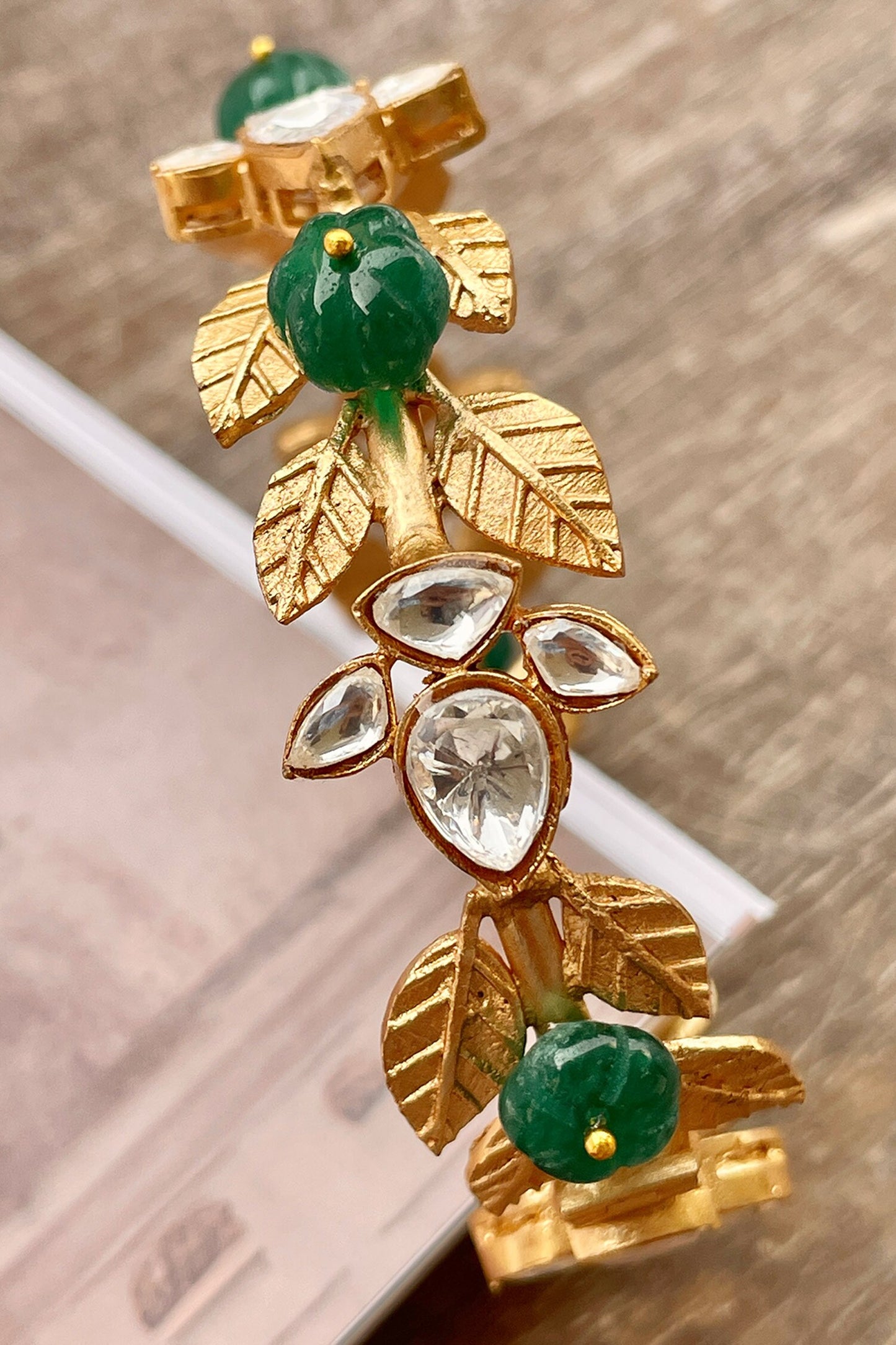 Leaf Motif Embellished Bangle 
