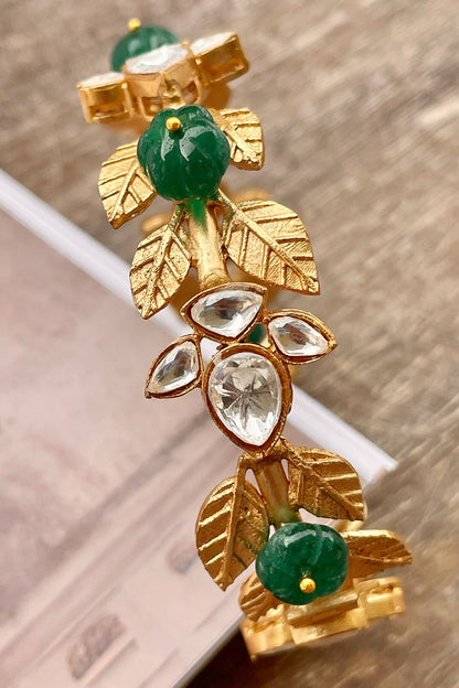 Leaf Motif Embellished Bangle 