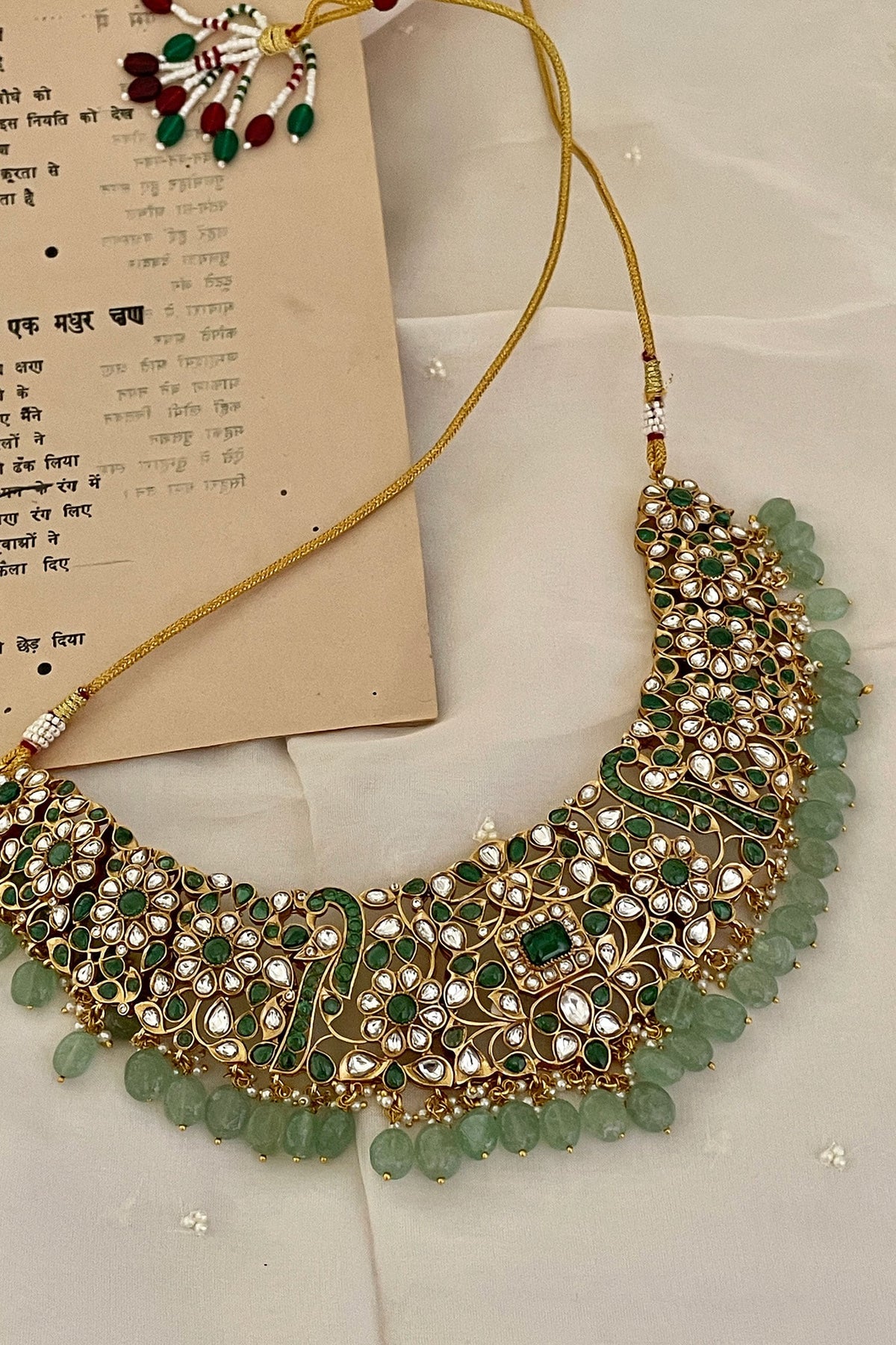 Floral Embellished Bead Drop Necklace Set 