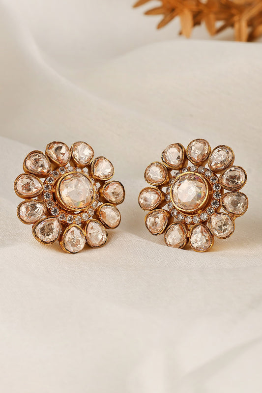 Flower Polki Petal Stud Earrings 
