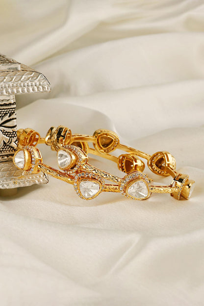 Polki Textured Gold Bangles 